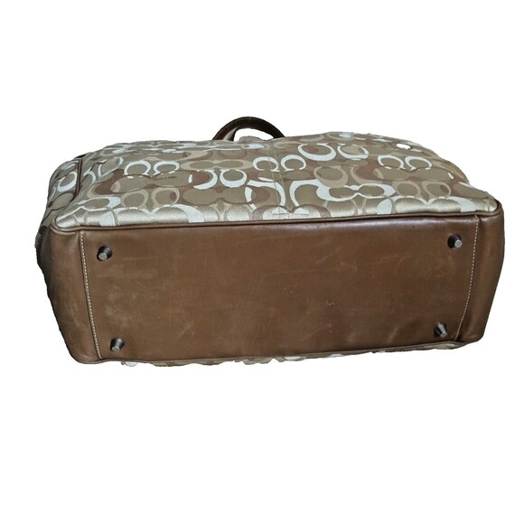 Coach Signature Canvas Leather Brown XL Diaper Bag Shoulder Weekend Work Tote - Picture 5 of 11